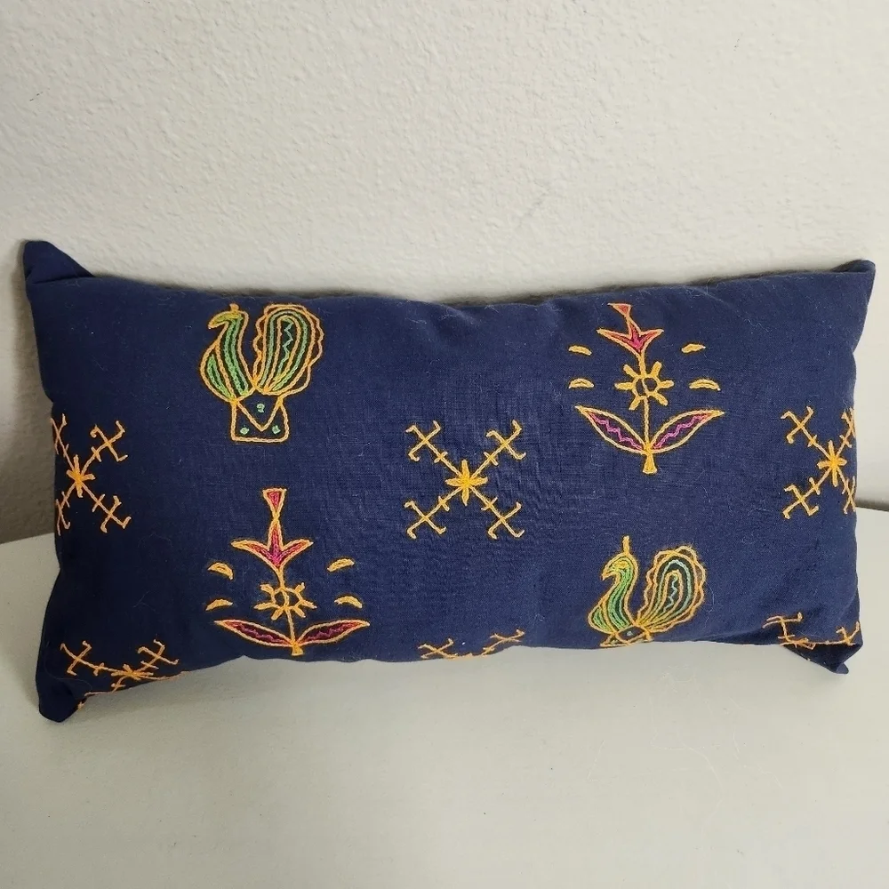Handcrafted Boho Embroidered Repurposed Fabric Set of Pillows